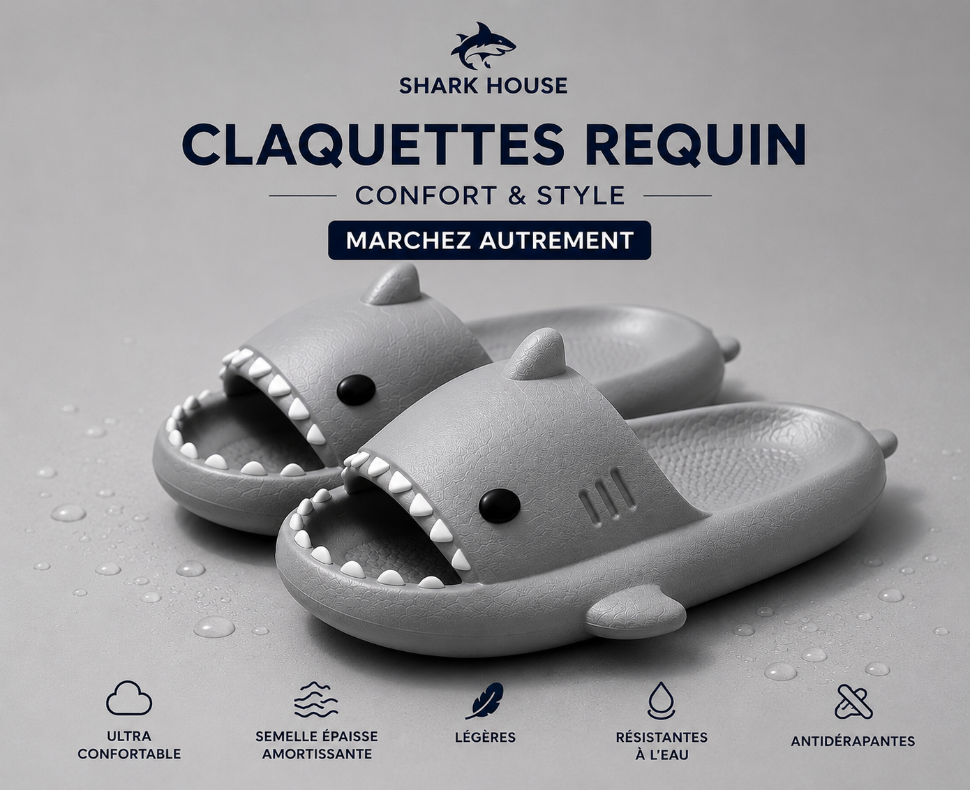 claquettes requin shark house™ vert - Confort & Style