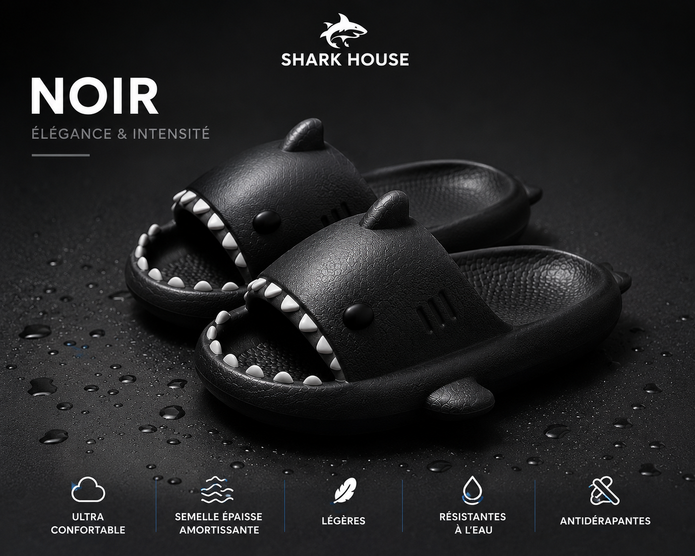 claquettes requin shark house™ vert - Confort & Style